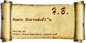 Hans Barnabás névjegykártya