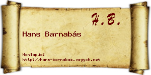 Hans Barnabás névjegykártya